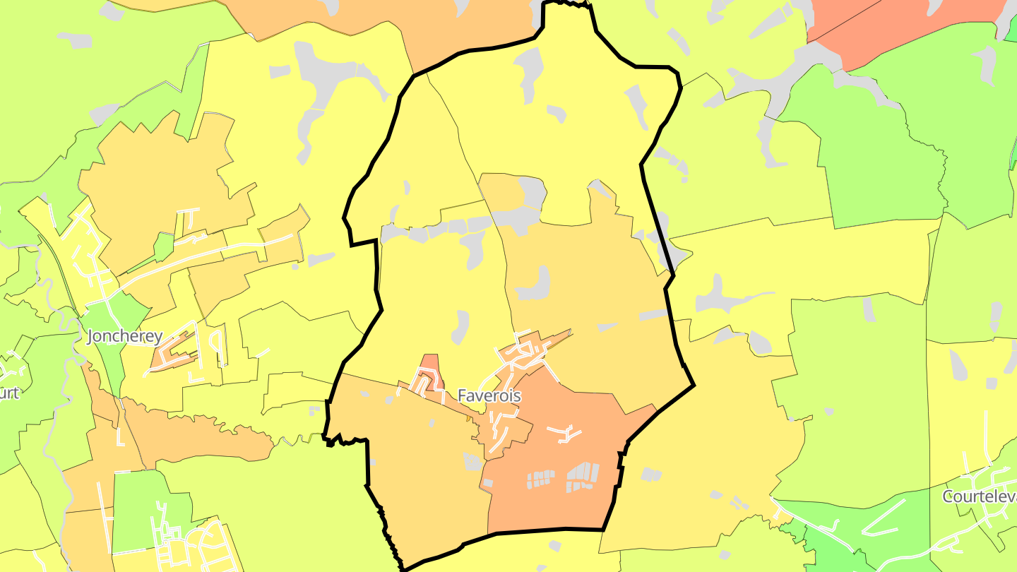 Carte des prix de l'immobilier Faverois
