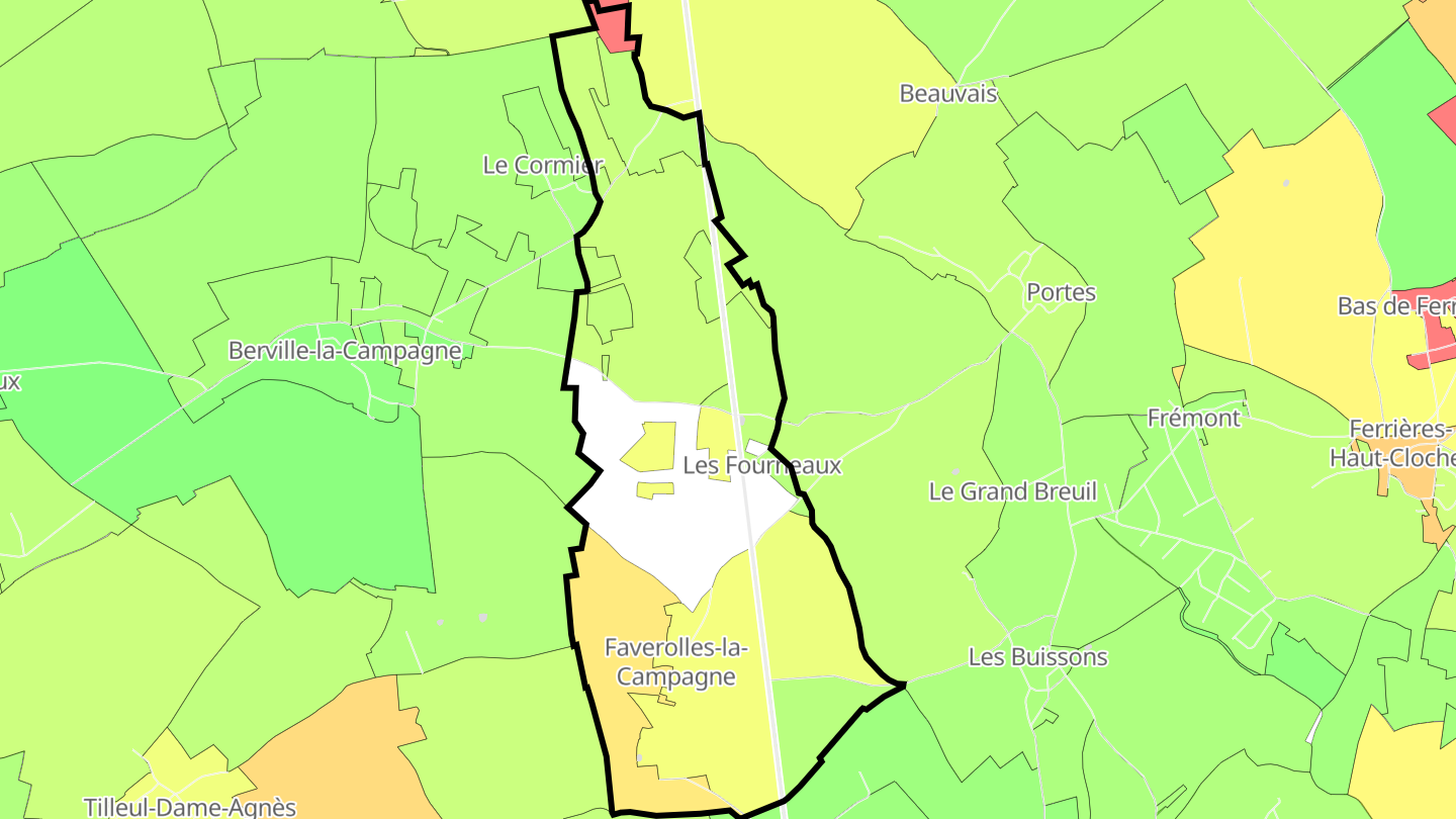 Carte des prix de l'immobilier Faverolles-la-Campagne