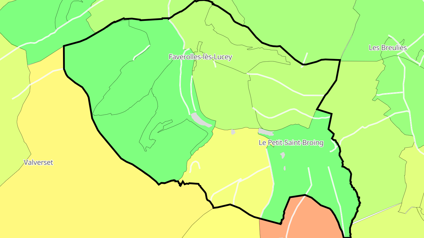 Carte des prix de l'immobilier Faverolles-lès-Lucey