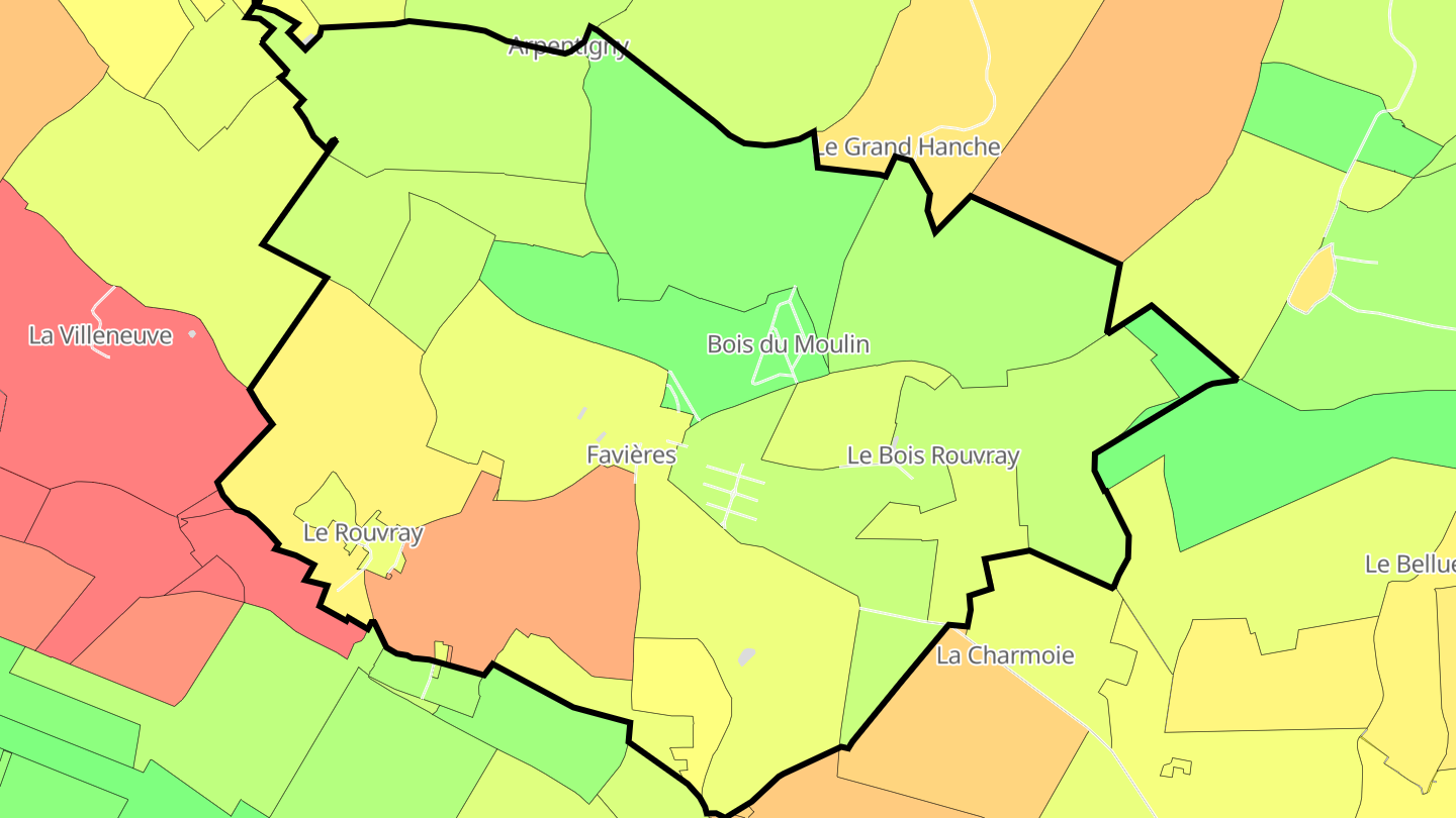 Carte des prix de l'immobilier Favières