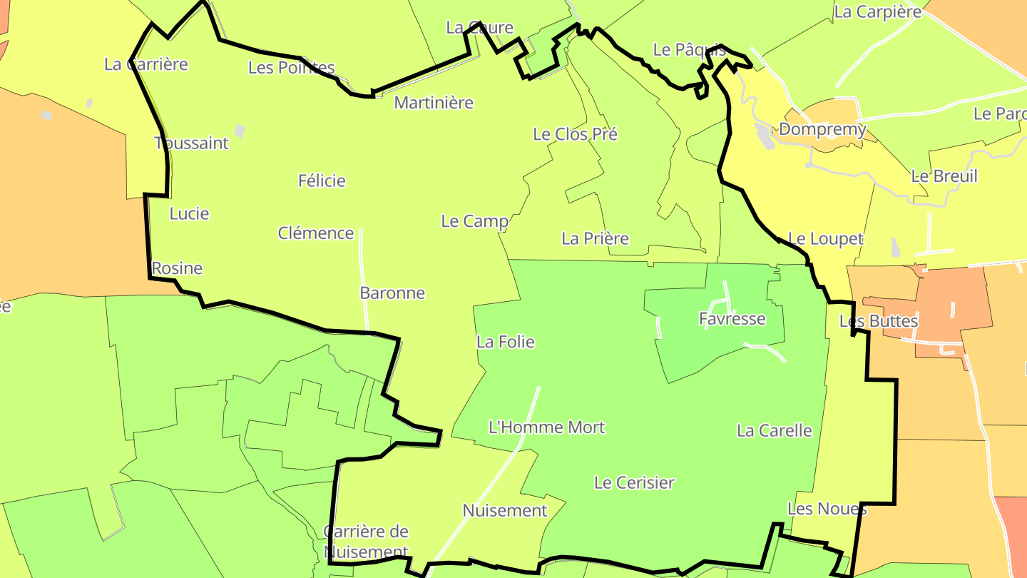 Carte des prix de l'immobilier Favresse