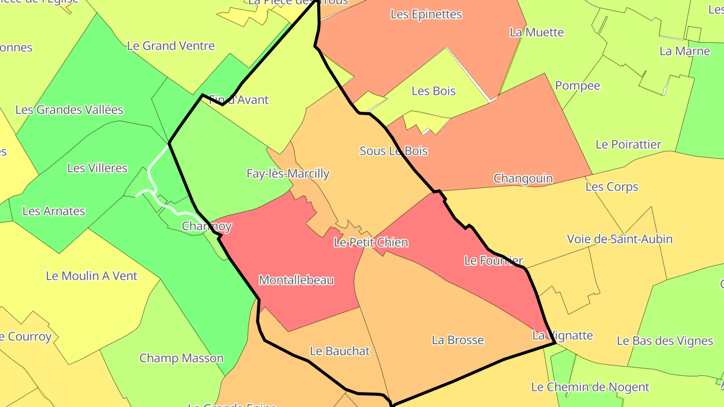 Carte des prix de l'immobilier Fay-lès-Marcilly