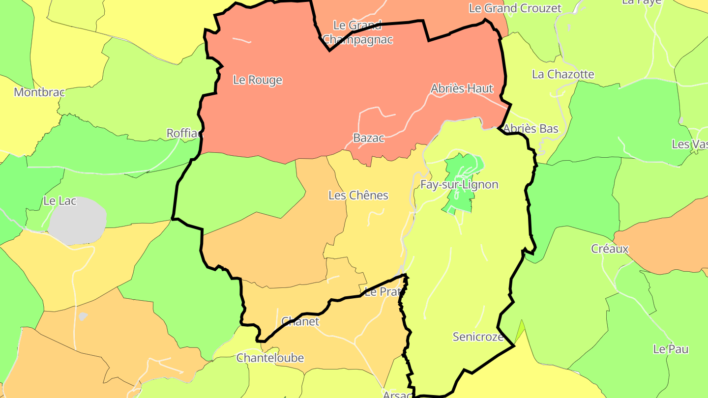 Carte des prix de l'immobilier Fay-sur-Lignon