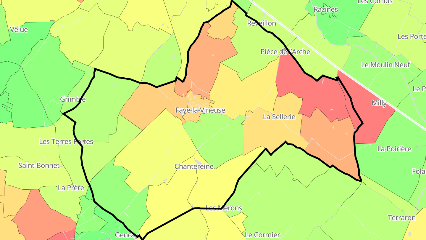 Carte des prix de l'immobilier Faye-la-Vineuse