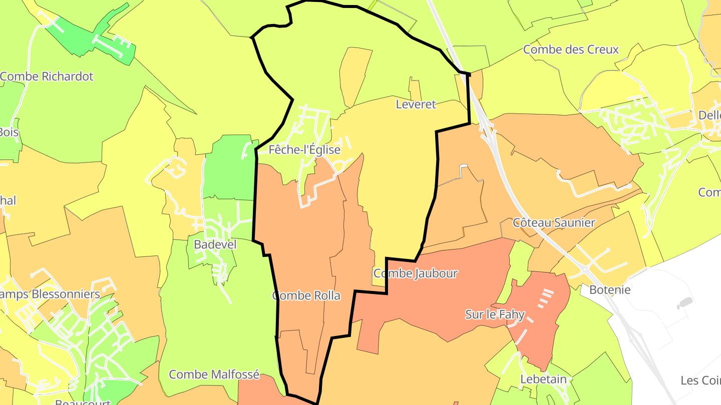 Carte des prix de l'immobilier Fêche-l'Église