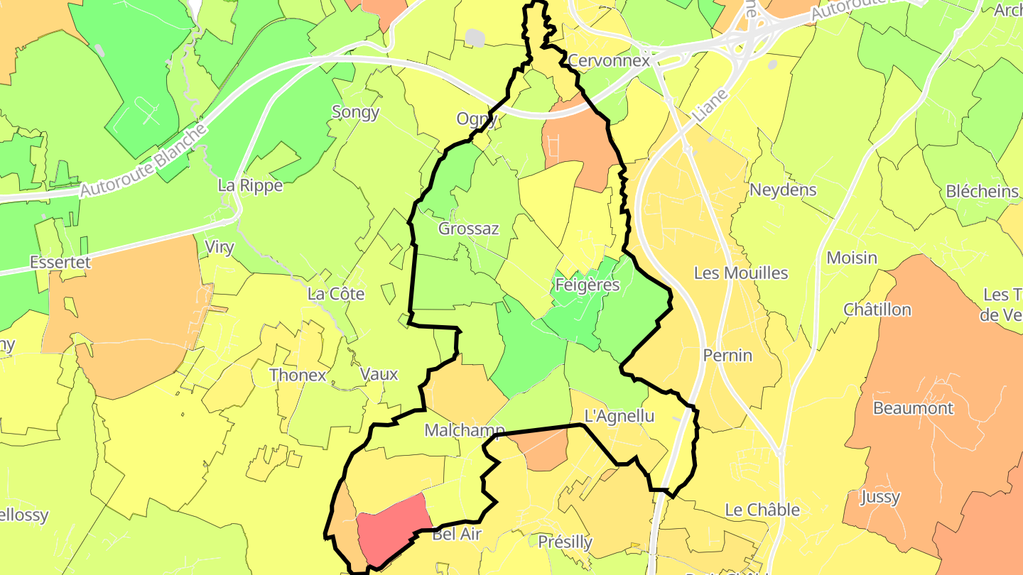 Carte des prix de l'immobilier Feigères