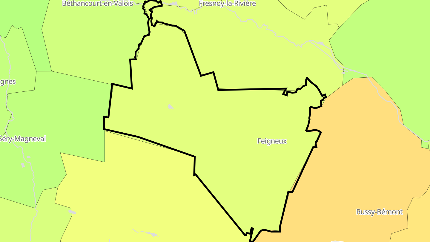 Carte des prix de l'immobilier Feigneux