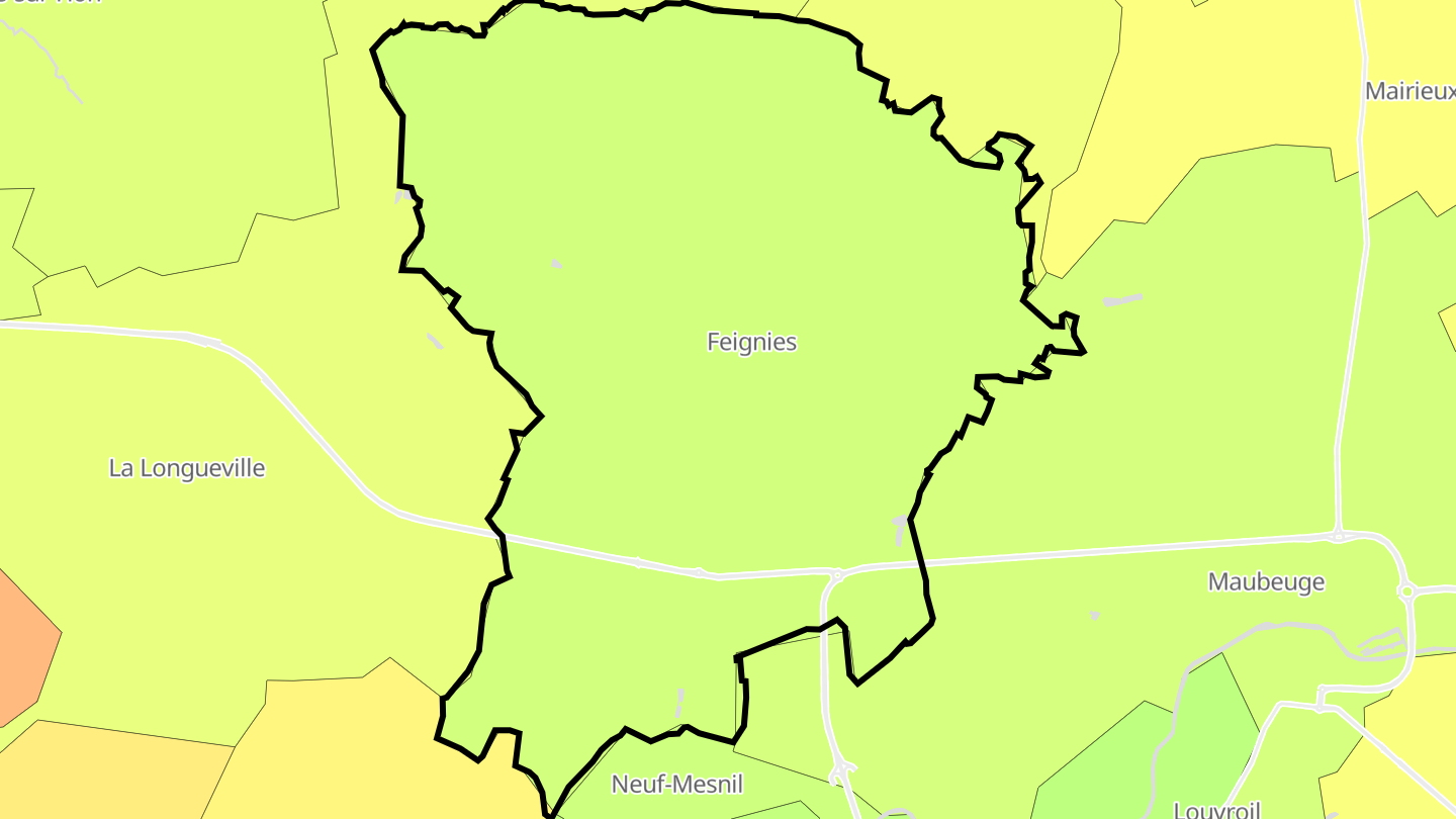 Carte des prix de l'immobilier Feignies