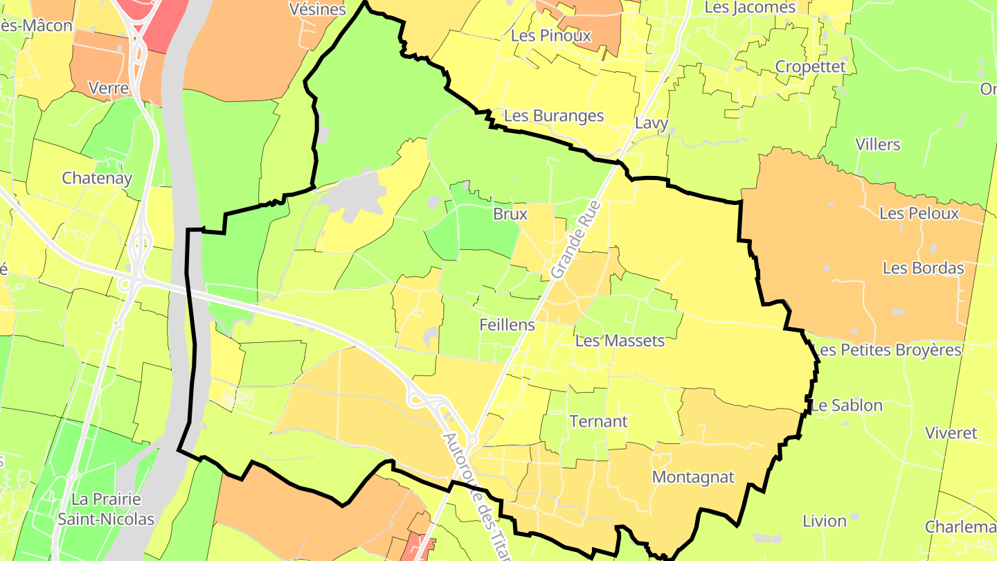 Carte des prix de l'immobilier Feillens