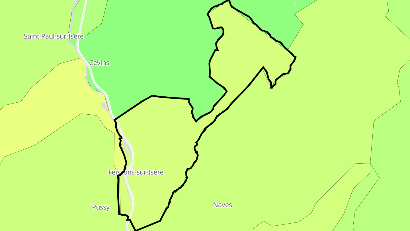 Carte des prix de l'immobilier Feissons-sur-Isère