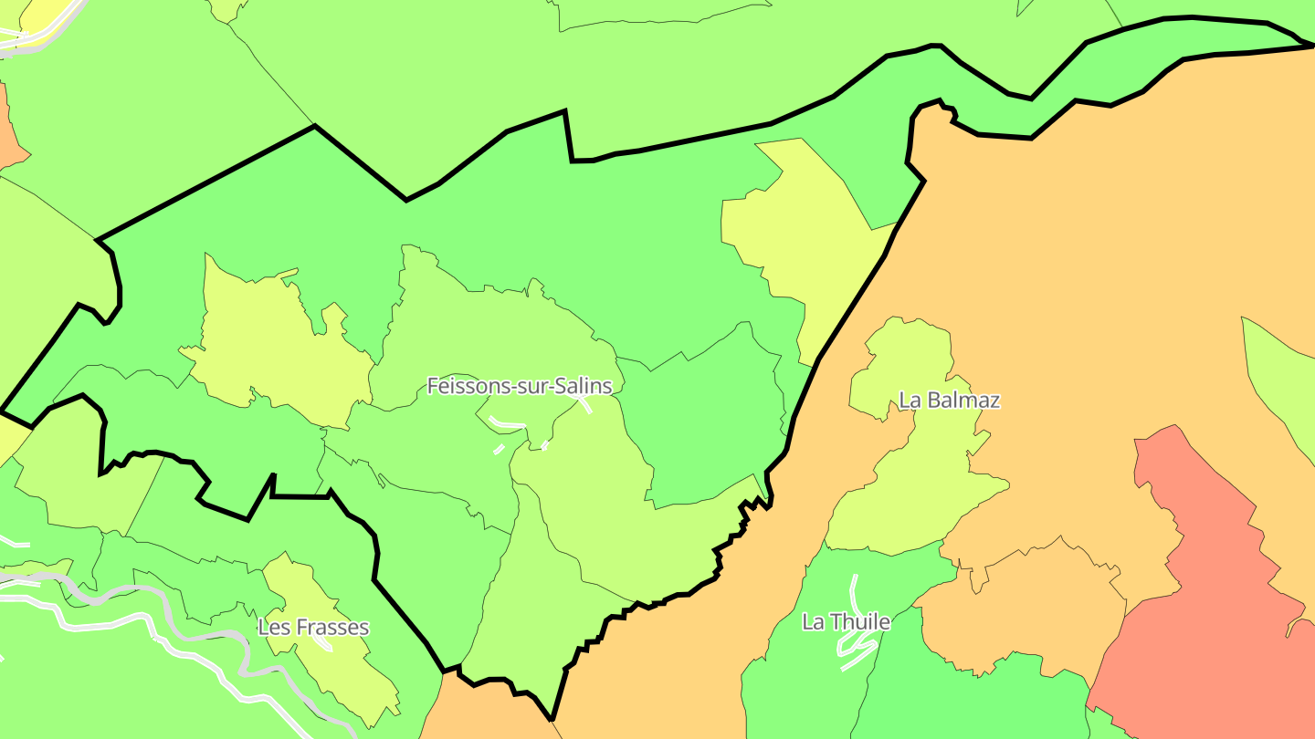 Carte des prix de l'immobilier Feissons-sur-Salins