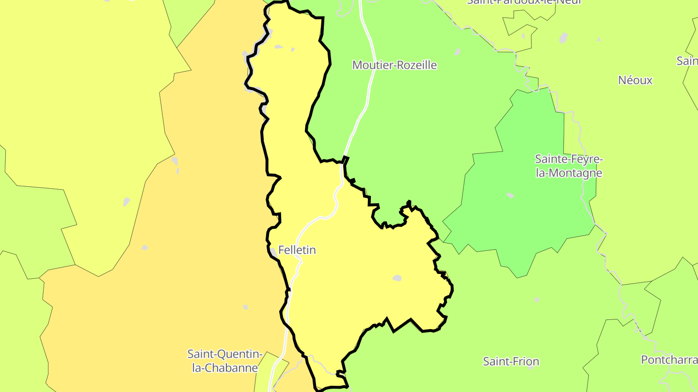 Carte des prix de l'immobilier Felletin