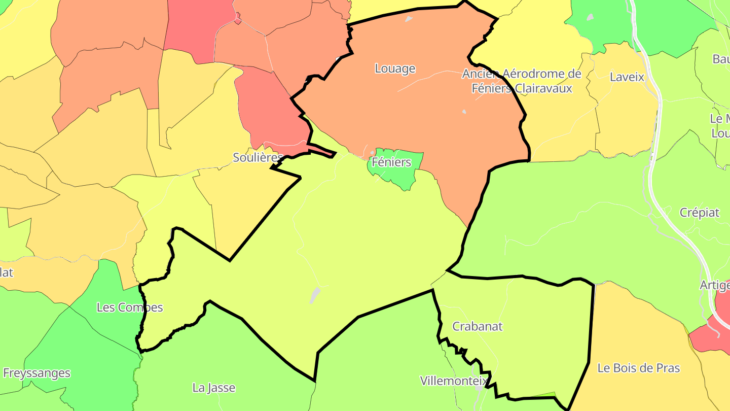 Carte des prix de l'immobilier Féniers