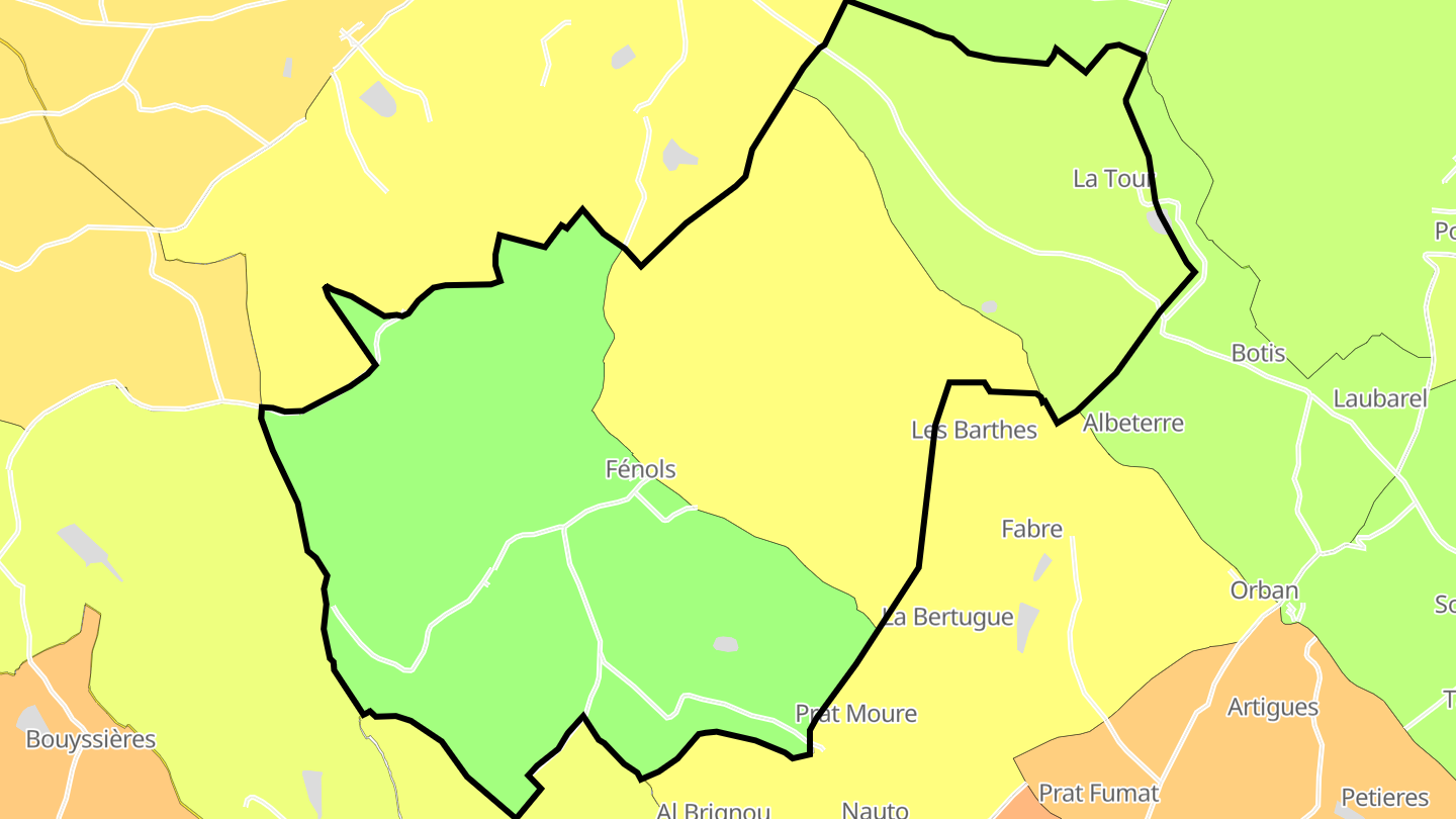 Carte des prix de l'immobilier Fénols