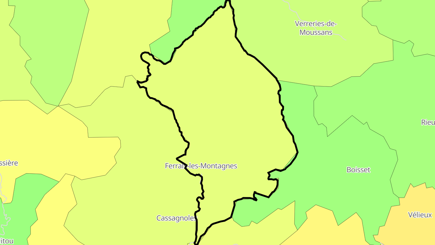 Carte des prix de l'immobilier Ferrals-les-Montagnes