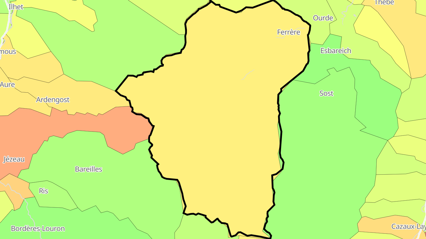 Carte des prix de l'immobilier Ferrère