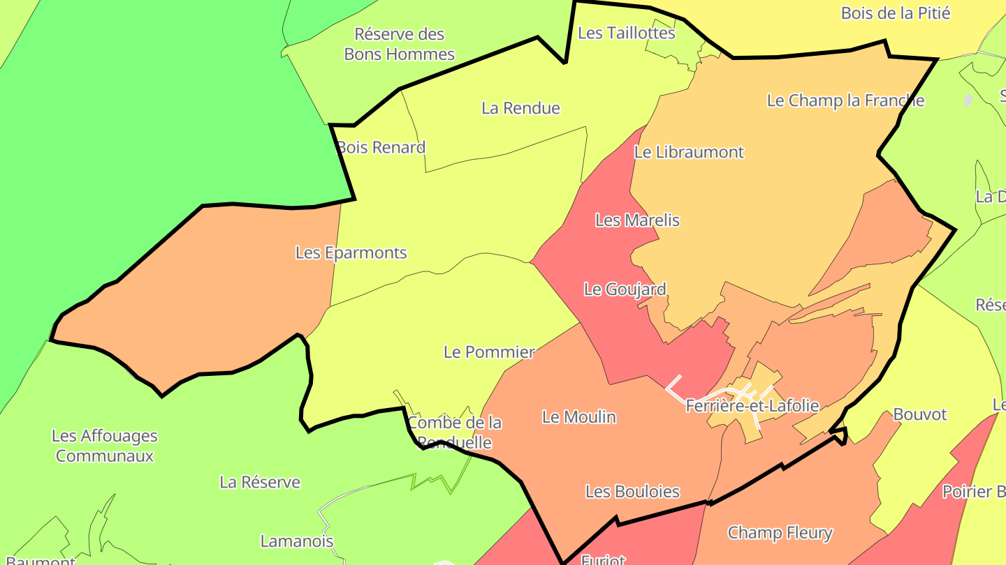 Carte des prix de l'immobilier Ferrière-et-Lafolie