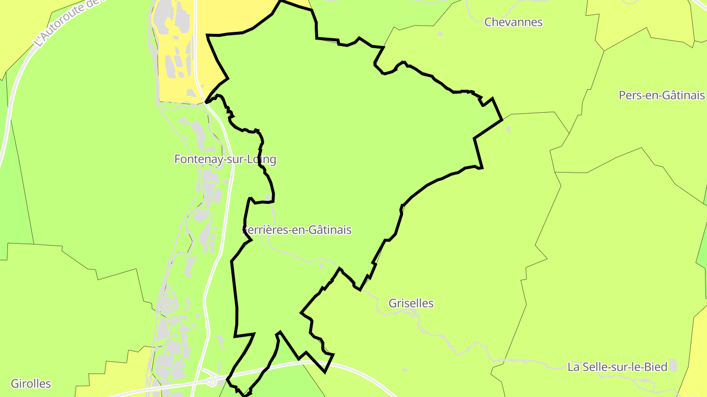 Carte des prix de l'immobilier Ferrières-en-Gâtinais