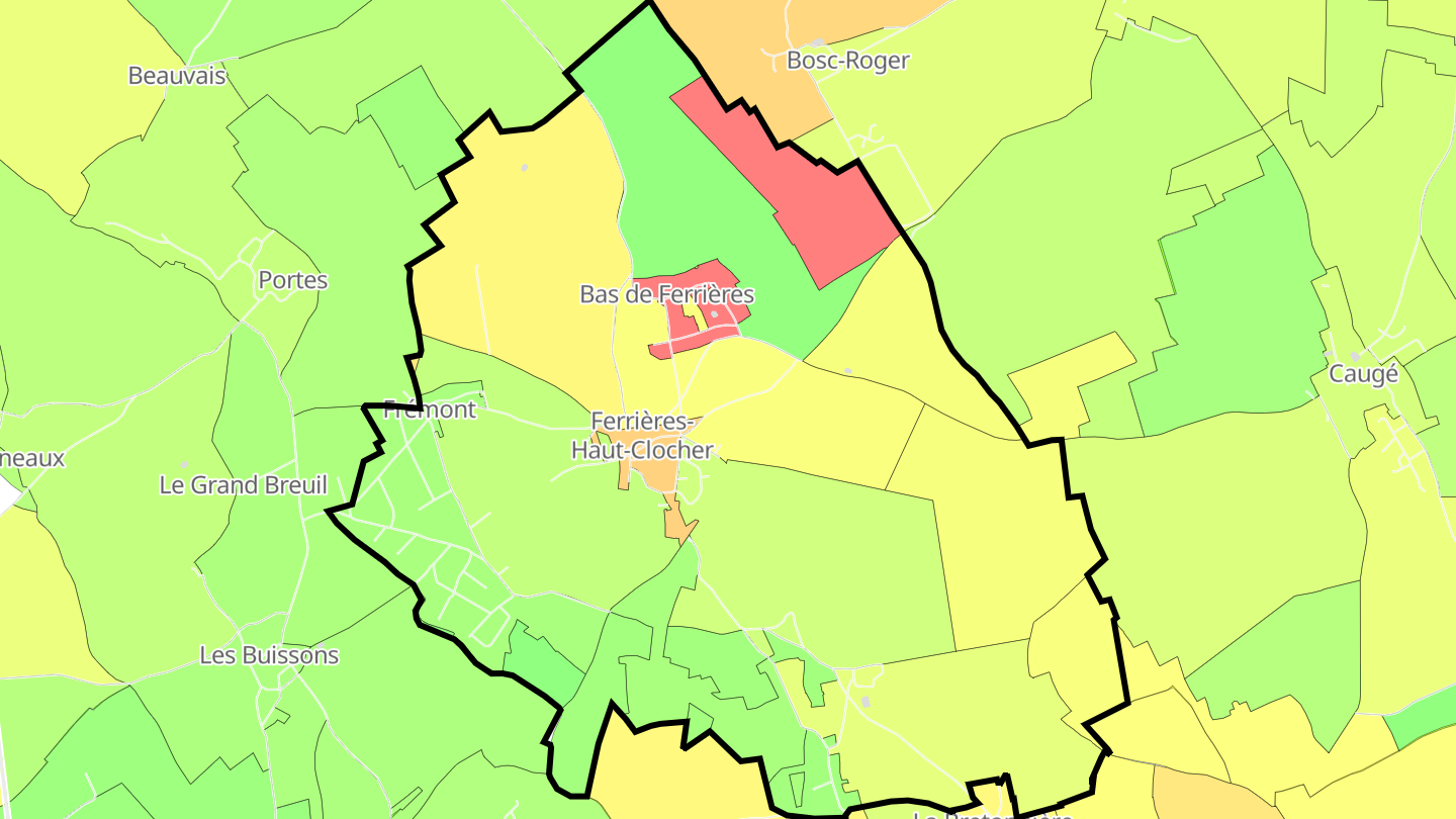 Carte des prix de l'immobilier Ferrières-Haut-Clocher