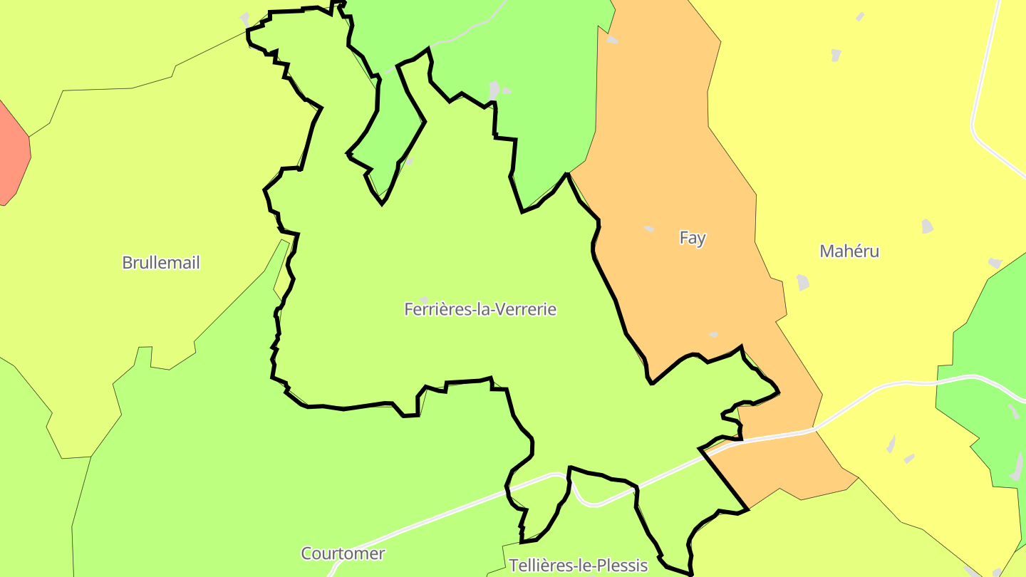 Carte des prix de l'immobilier Ferrières-la-Verrerie