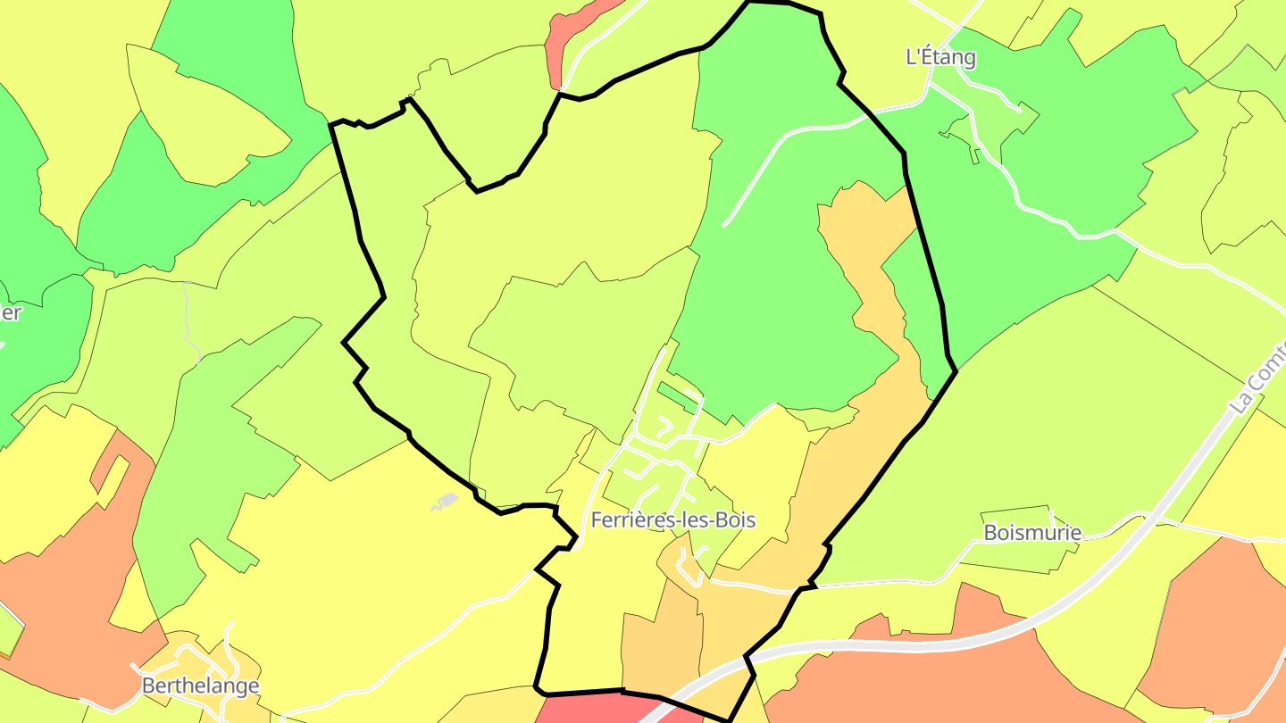 Carte des prix de l'immobilier Ferrières-les-Bois