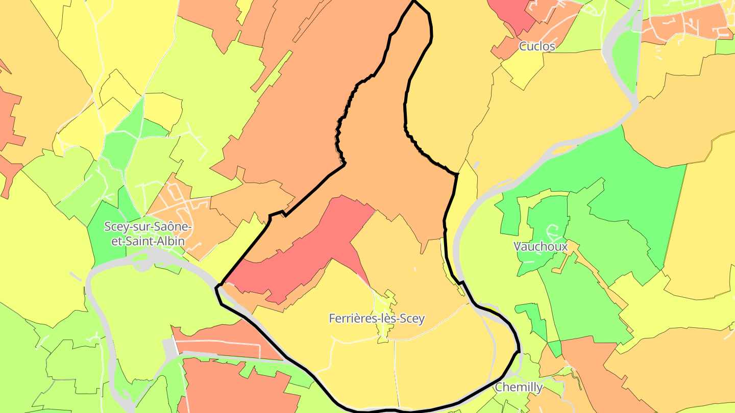 Carte des prix de l'immobilier Ferrières-lès-Scey