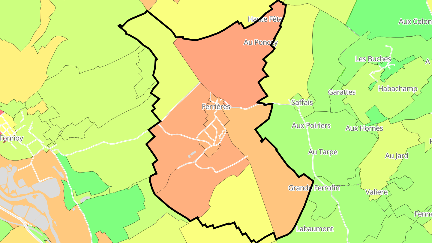 Carte des prix de l'immobilier Ferrières