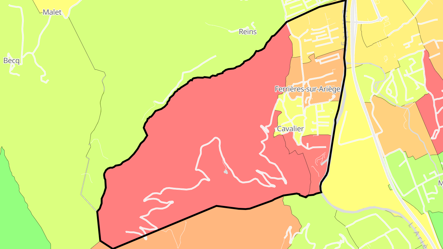 Carte des prix de l'immobilier Ferrières-sur-Ariège