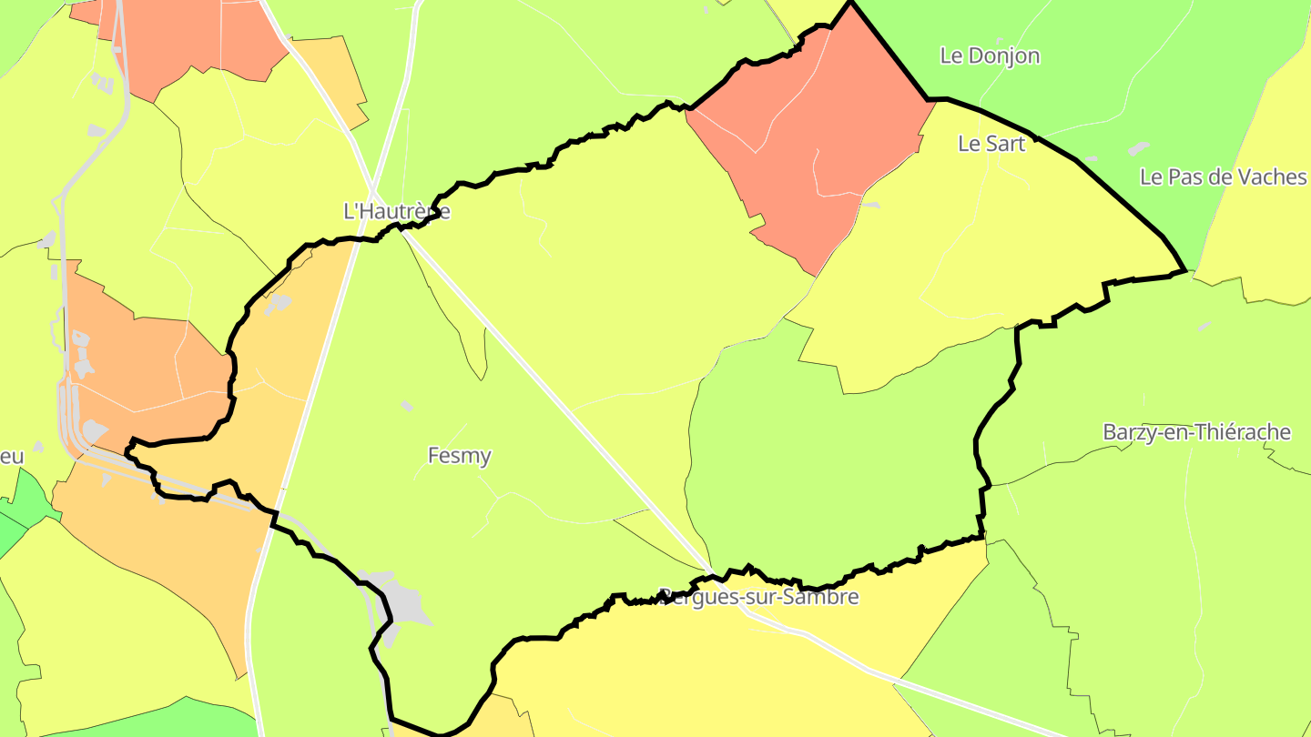 Carte des prix de l'immobilier Fesmy-le-Sart