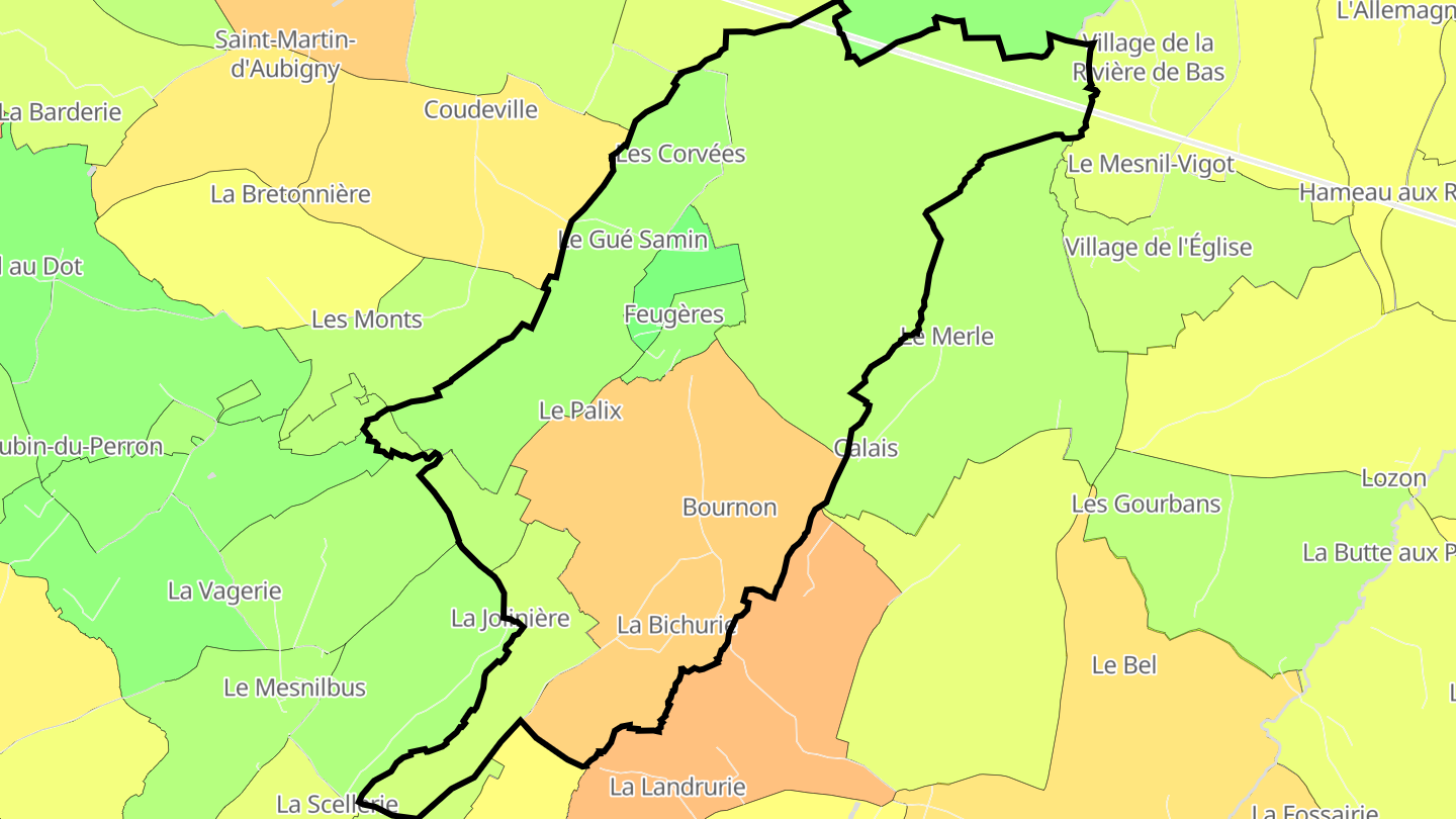 Carte des prix de l'immobilier Feugères