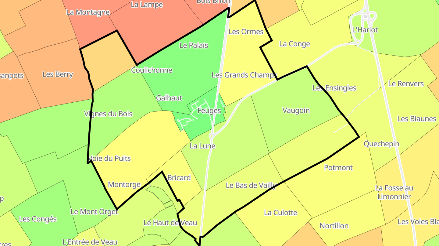 Carte des prix de l'immobilier Feuges