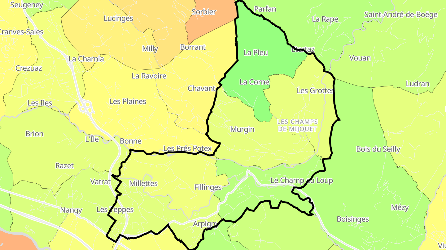 Carte des prix de l'immobilier Fillinges