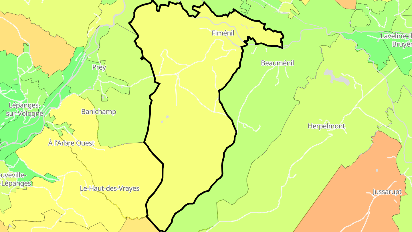 Carte des prix de l'immobilier Fiménil