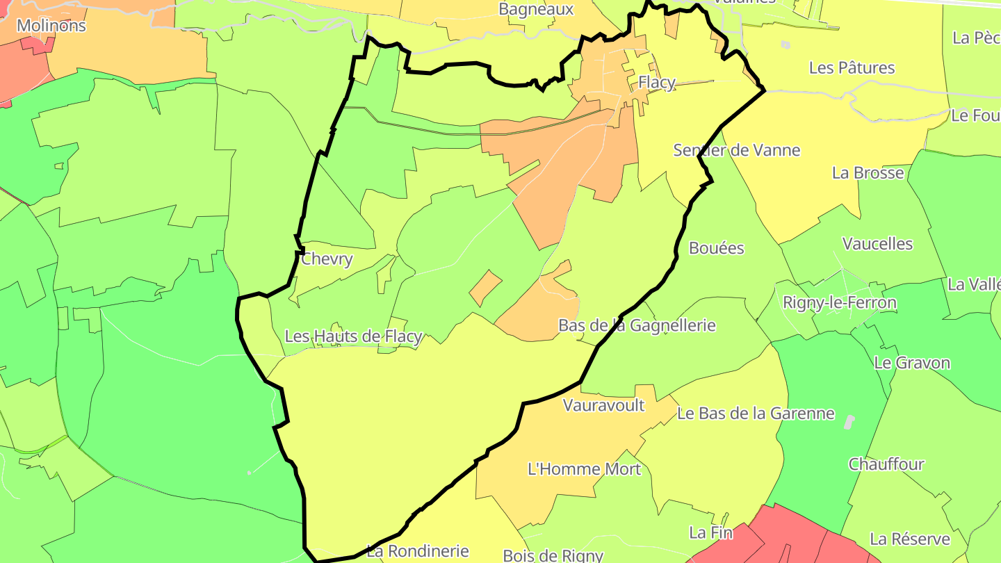 Carte des prix de l'immobilier Flacy