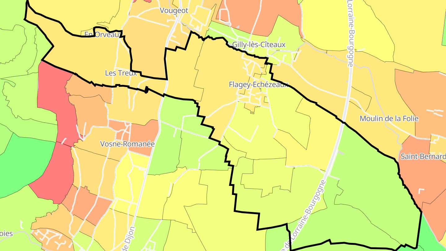 Carte des prix de l'immobilier Flagey-Echézeaux