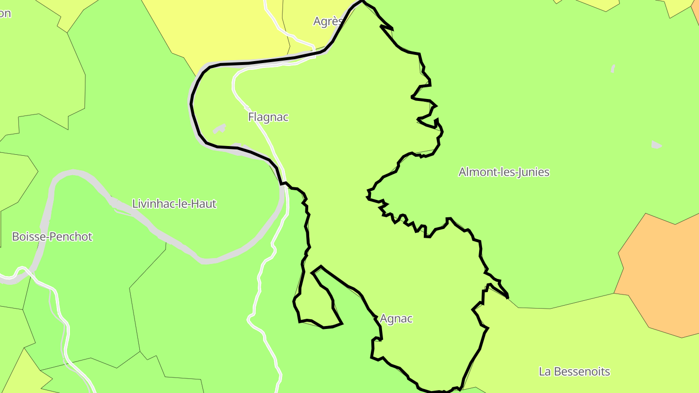 Carte des prix de l'immobilier Flagnac