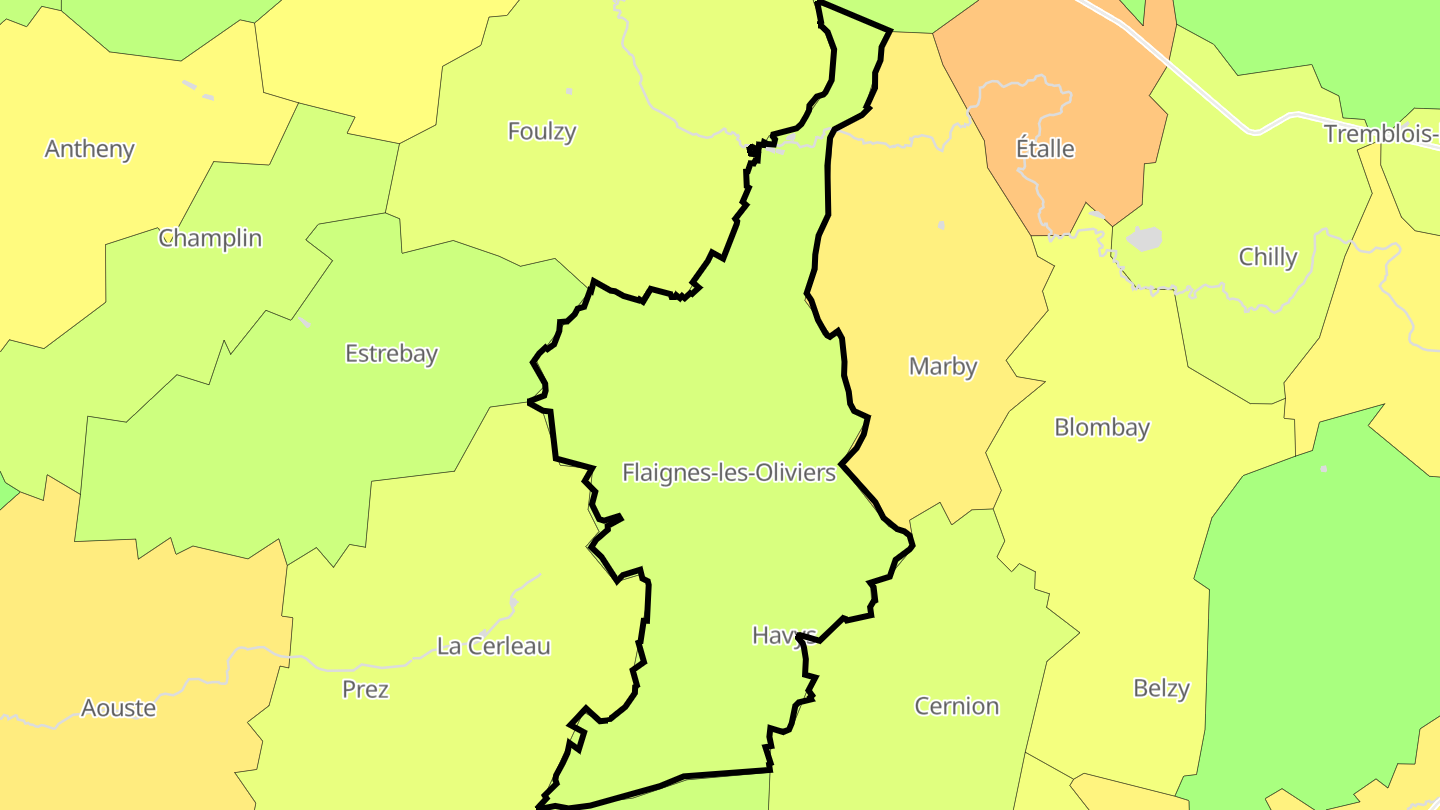 Carte des prix de l'immobilier Flaignes-Havys