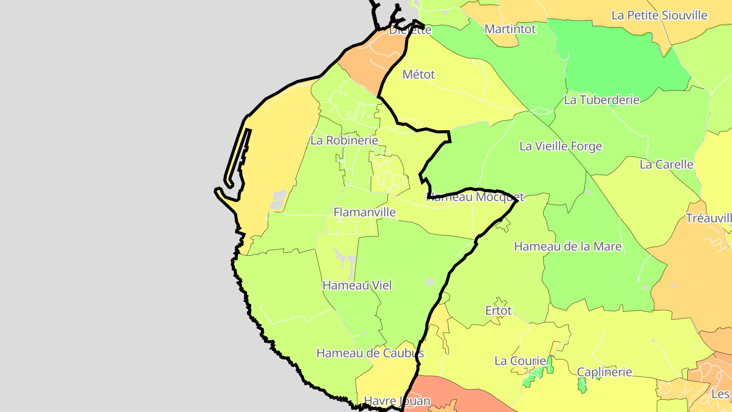 Carte des prix de l'immobilier Flamanville