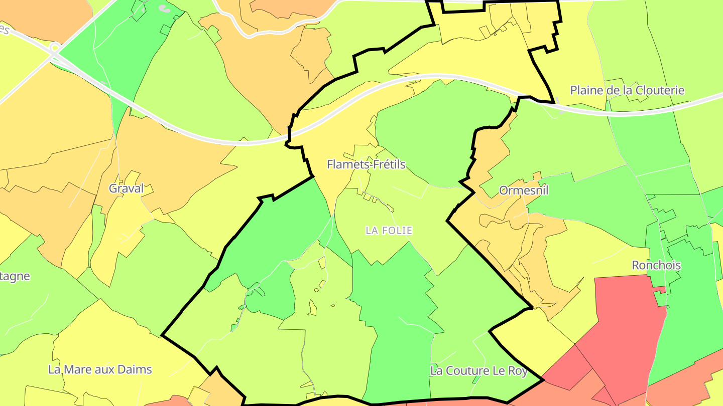 Carte des prix de l'immobilier Flamets-Frétils