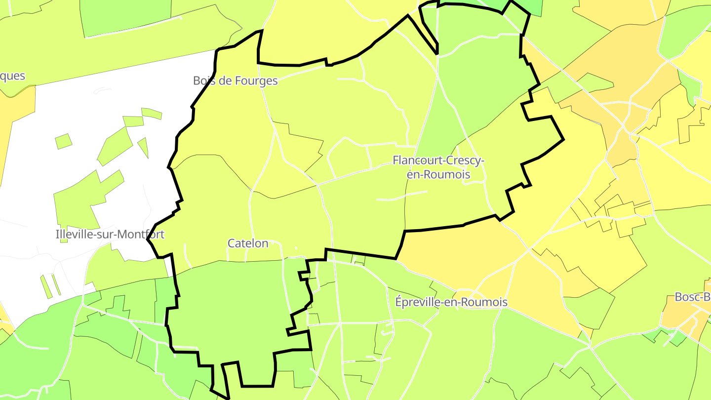 Carte des prix de l'immobilier Flancourt-Catelon