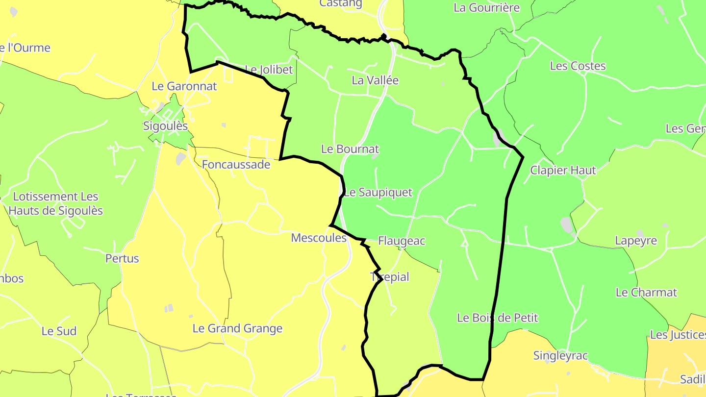 Carte des prix de l'immobilier Flaugeac