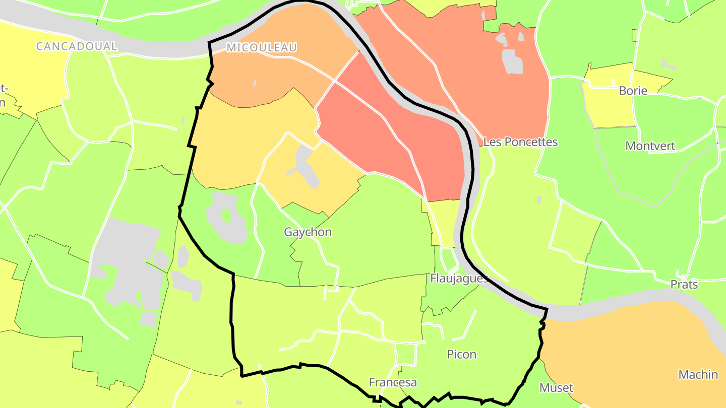 Carte des prix de l'immobilier Flaujagues