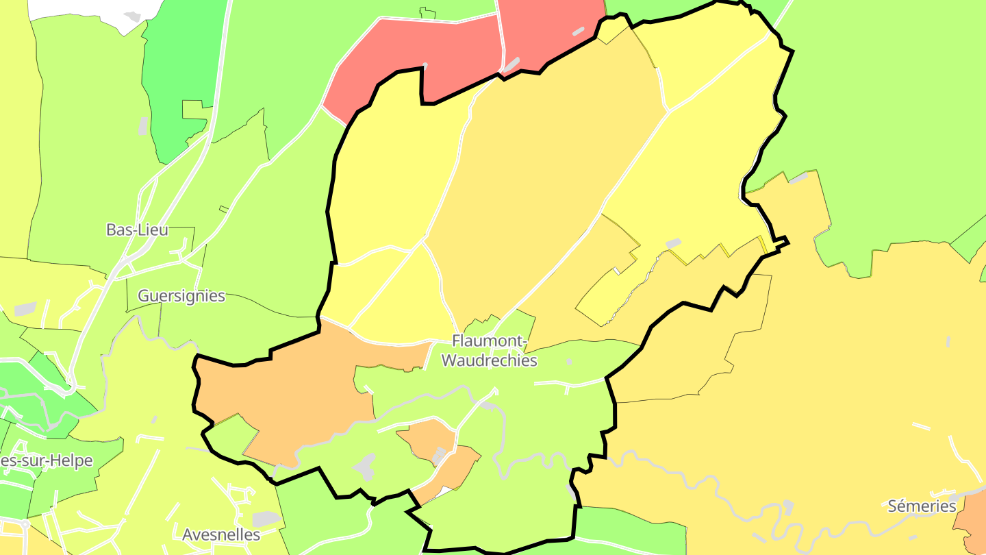Carte des prix de l'immobilier Flaumont-Waudrechies