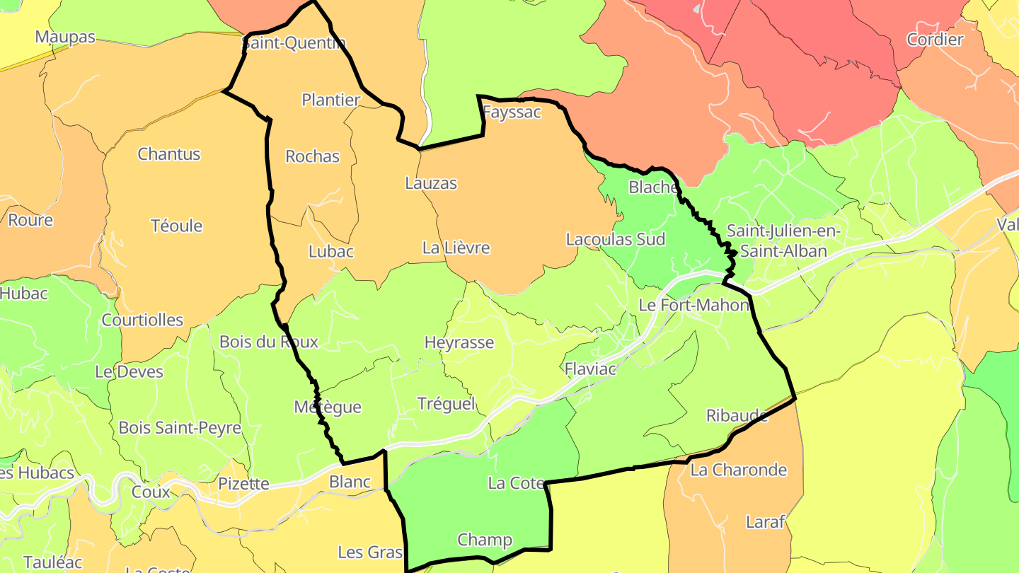 Carte des prix de l'immobilier Flaviac
