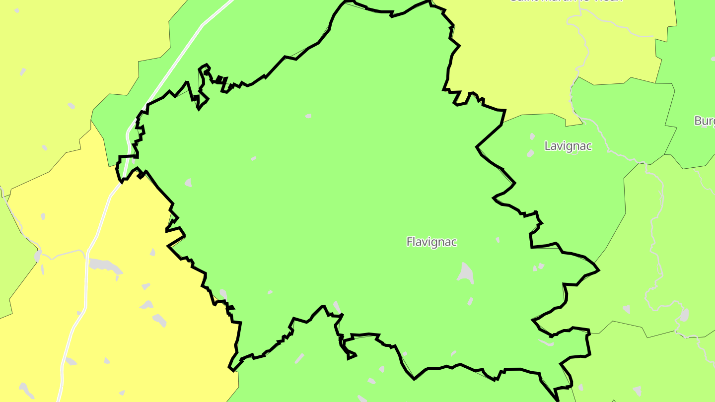 Carte des prix de l'immobilier Flavignac