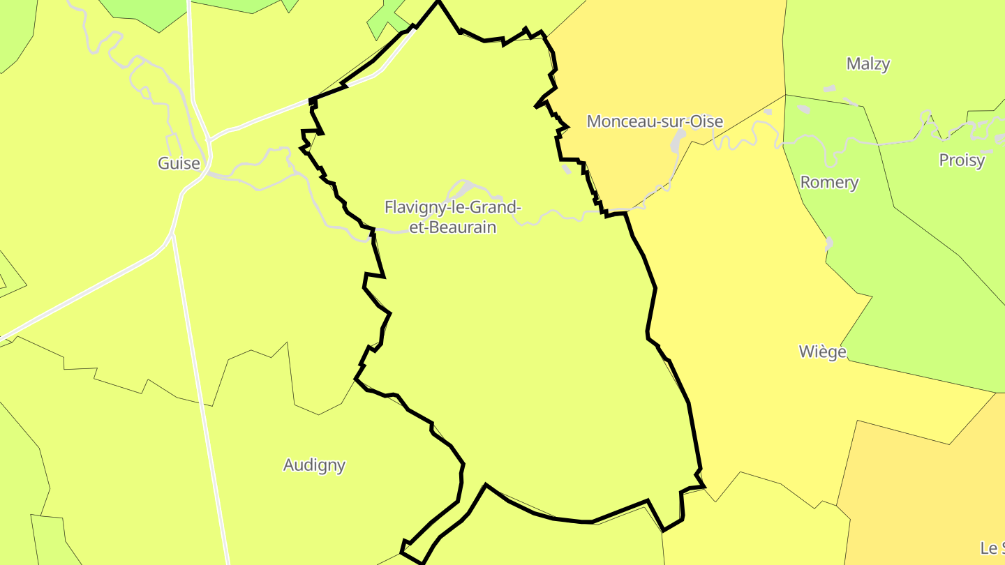 Carte des prix de l'immobilier Flavigny-le-Grand-et-Beaurain