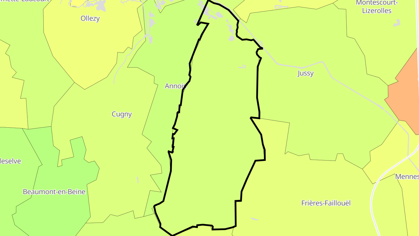 Carte des prix de l'immobilier Flavy-le-Martel