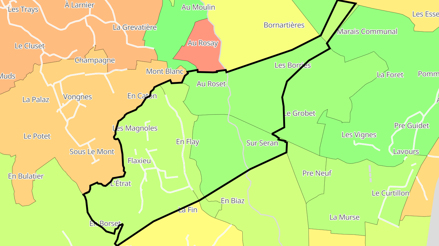 Carte des prix de l'immobilier Flaxieu