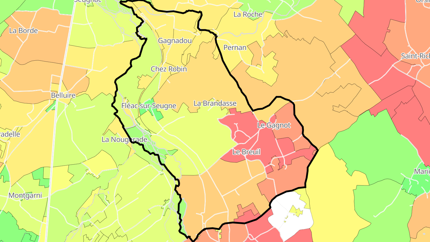 Carte des prix de l'immobilier Fléac-sur-Seugne