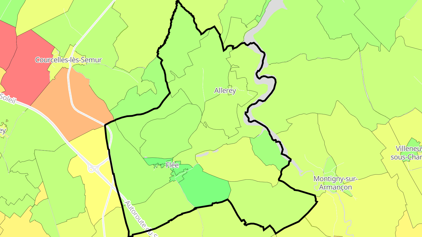 Carte des prix de l'immobilier Flée